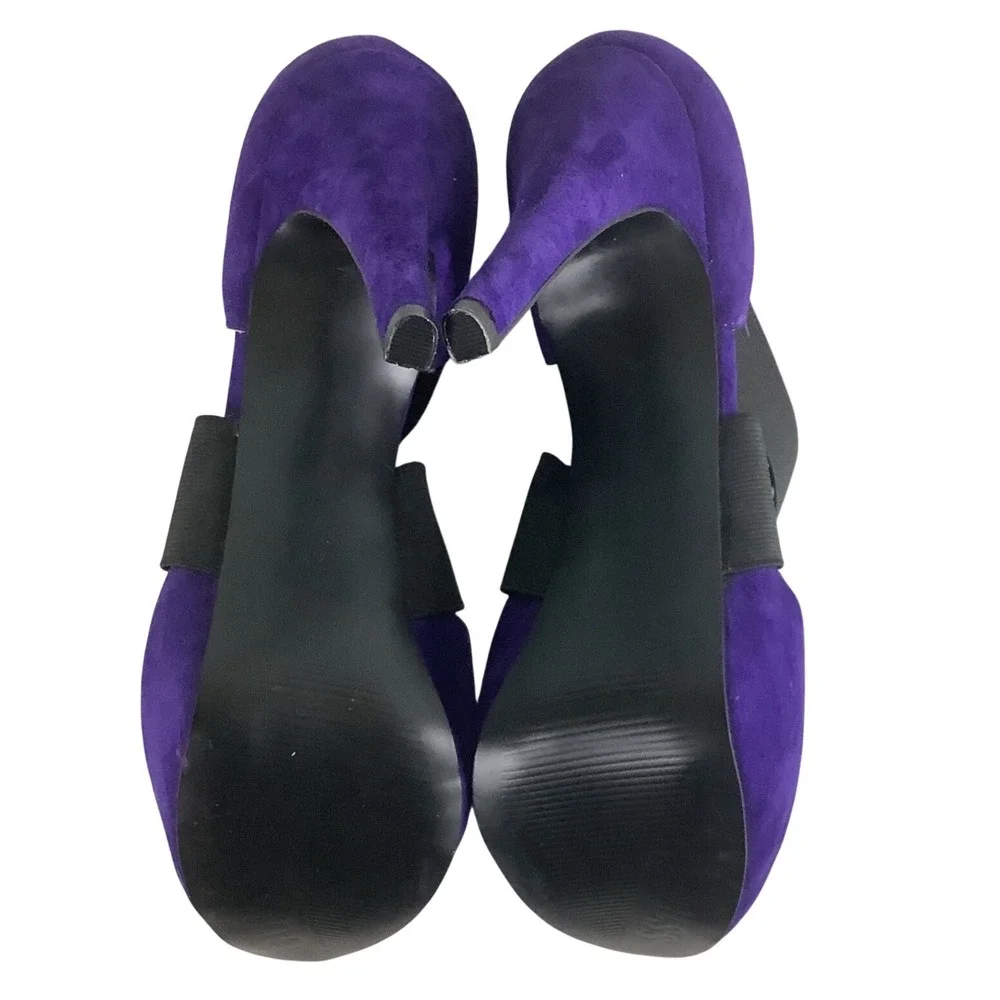 Guess GWKAMPBELL Purple Suede Elastic Platform Peep Toe Heels Mens 7M 002